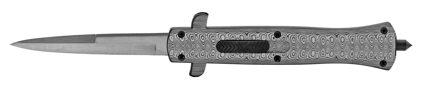 OTF 5.5" Out the Front OTF Automatic Concealed Blade Folding Pocket Knife - Damascus Pattern