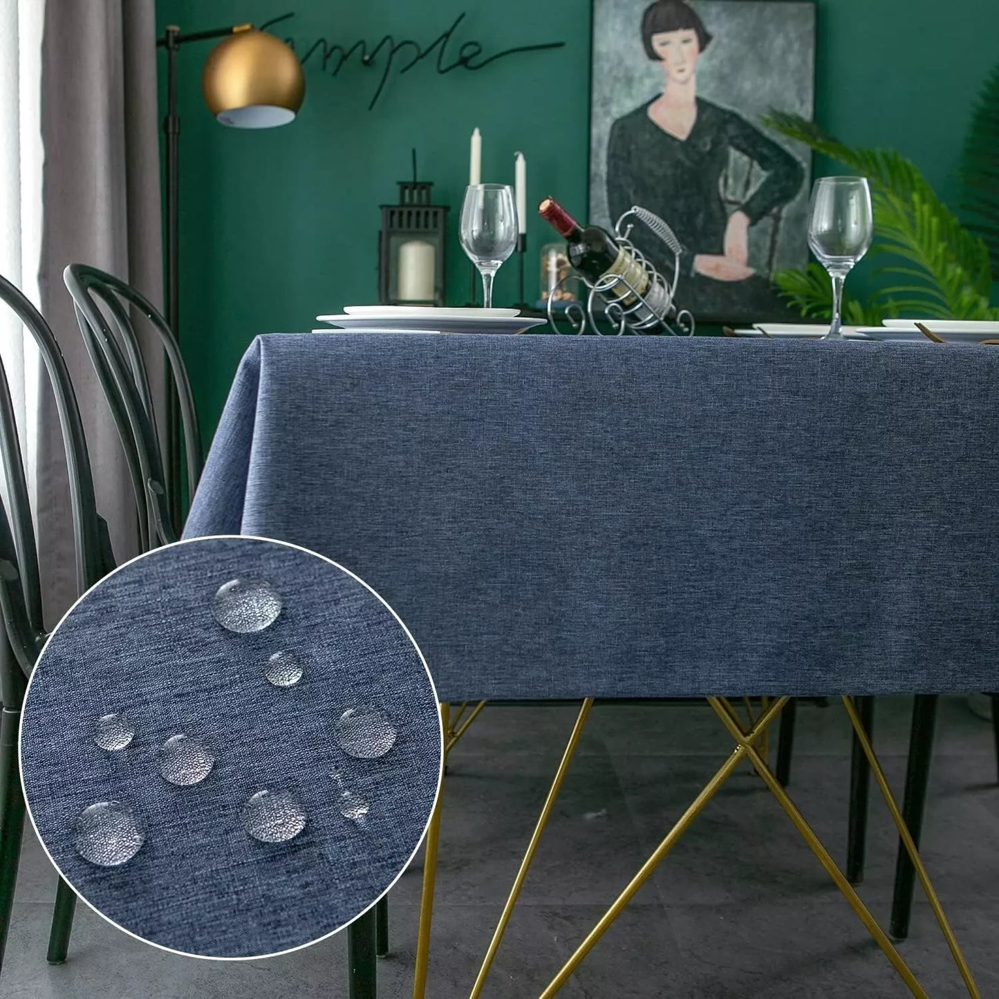Rectangle Tablecloth,60"x104" Spill-Proof Faux Linen Polyester Table Cloth 5PAK