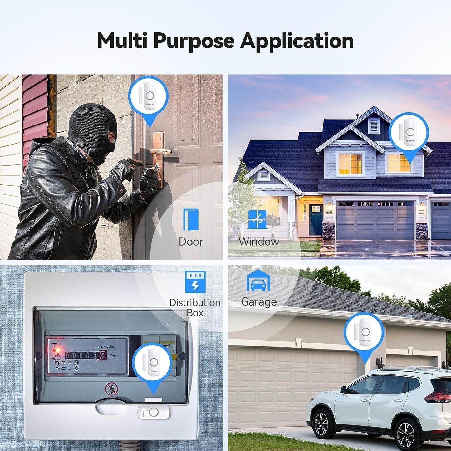 TECKNET Wireless Window & Door Alarm, Alarms for Burglars or Kids Safety(10 PAK)