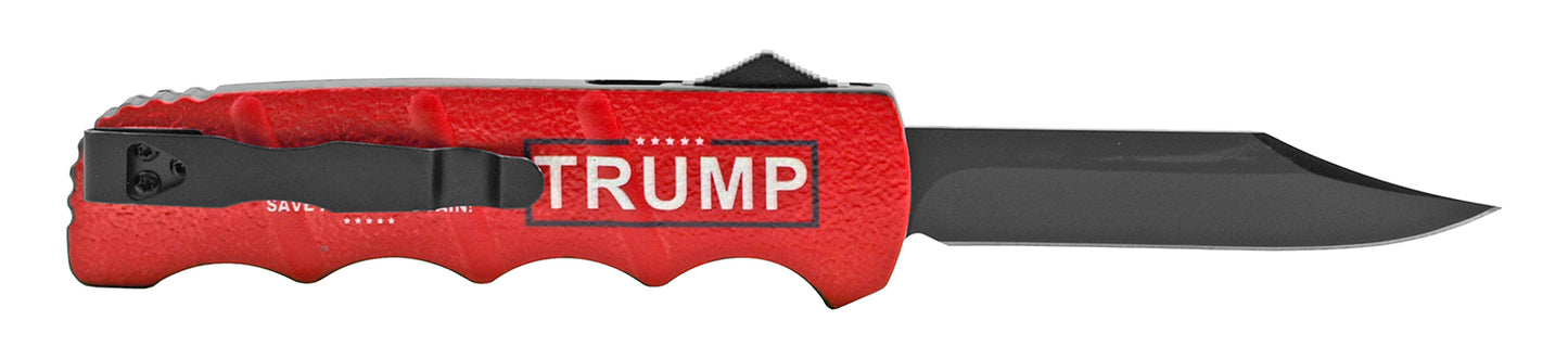 5.25" President Trump 2024 Out the Front OTF Automatic Folding Pocket Knife - Red