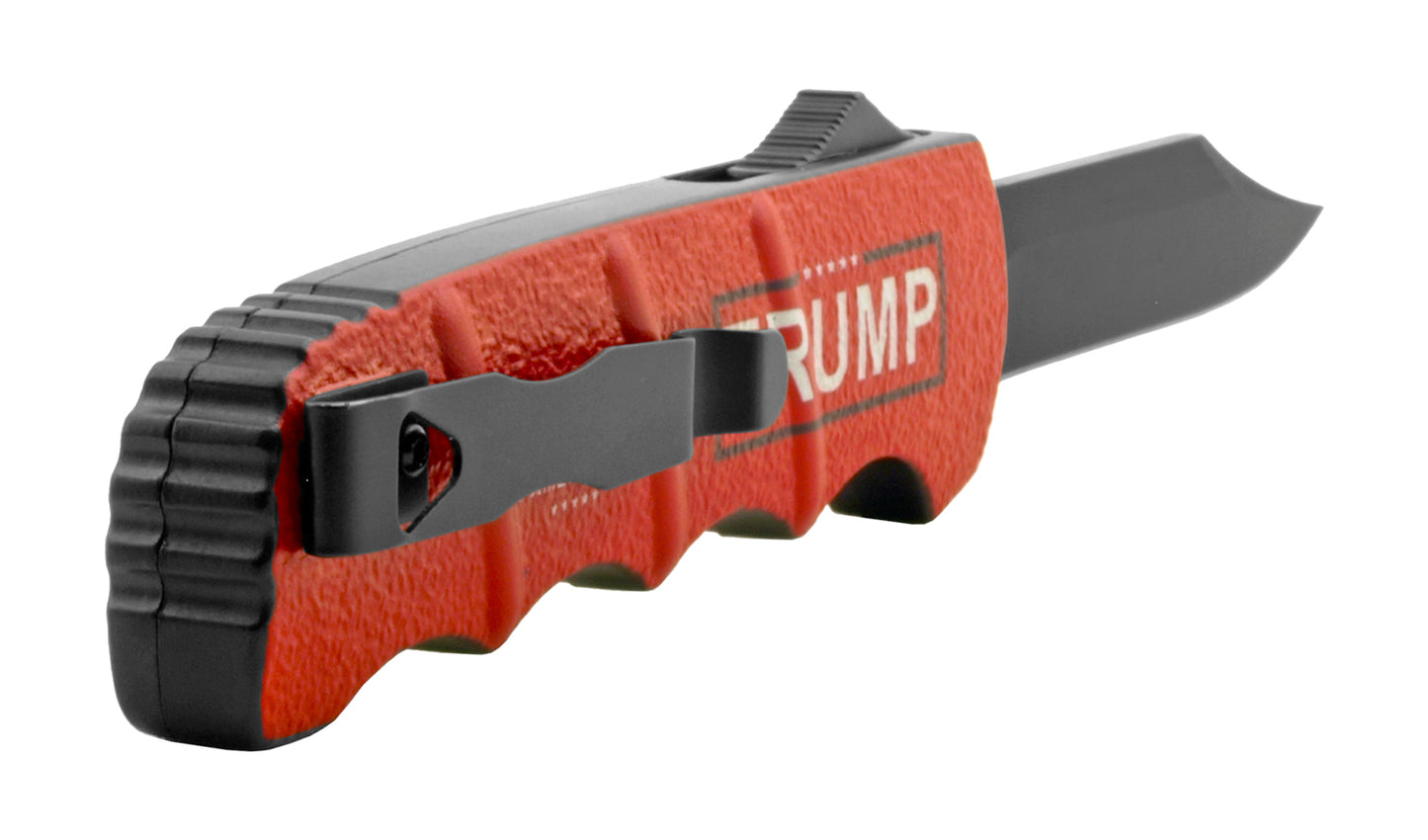 5.25" President Trump 2024 Out the Front OTF Automatic Folding Pocket Knife - Red