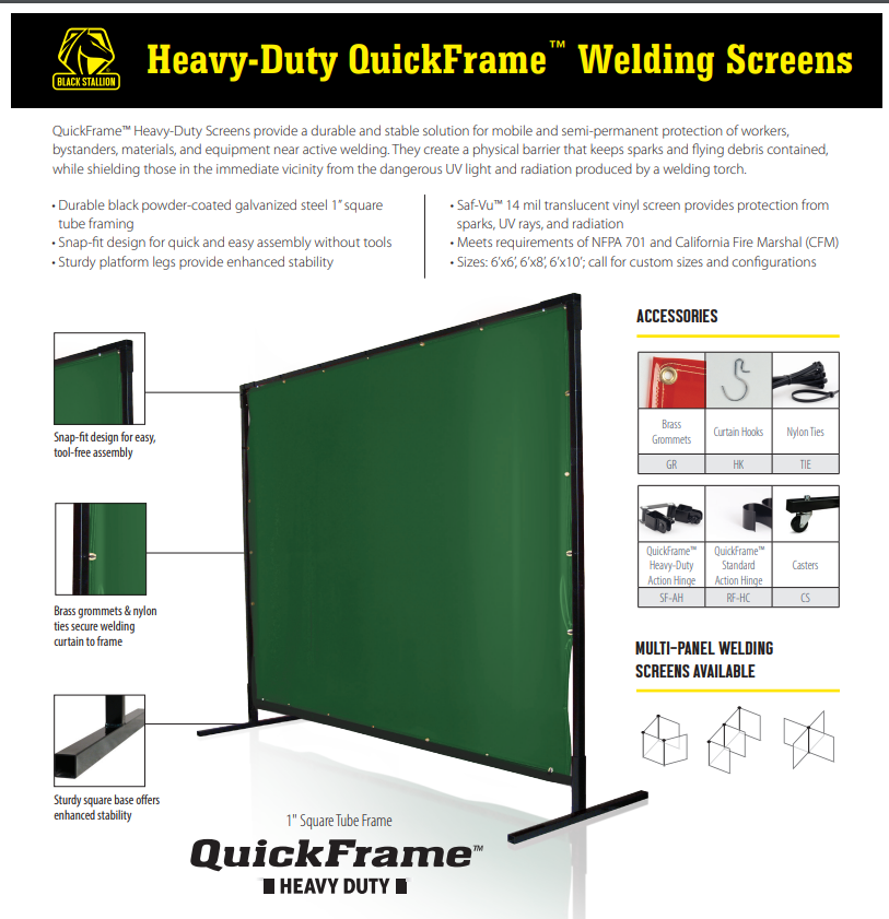 Black Stallion 6X8VSQF1-GRN QuickFrame Heavy-Duty Screen & Frame, Saf-Vu 14 Mil