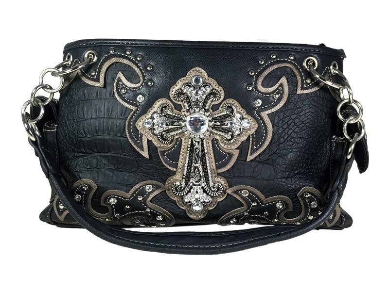 "Elevate your personal safety with our fashionable conceal and carry purses." Fashion Conceal Carry Purse - Cross - Black