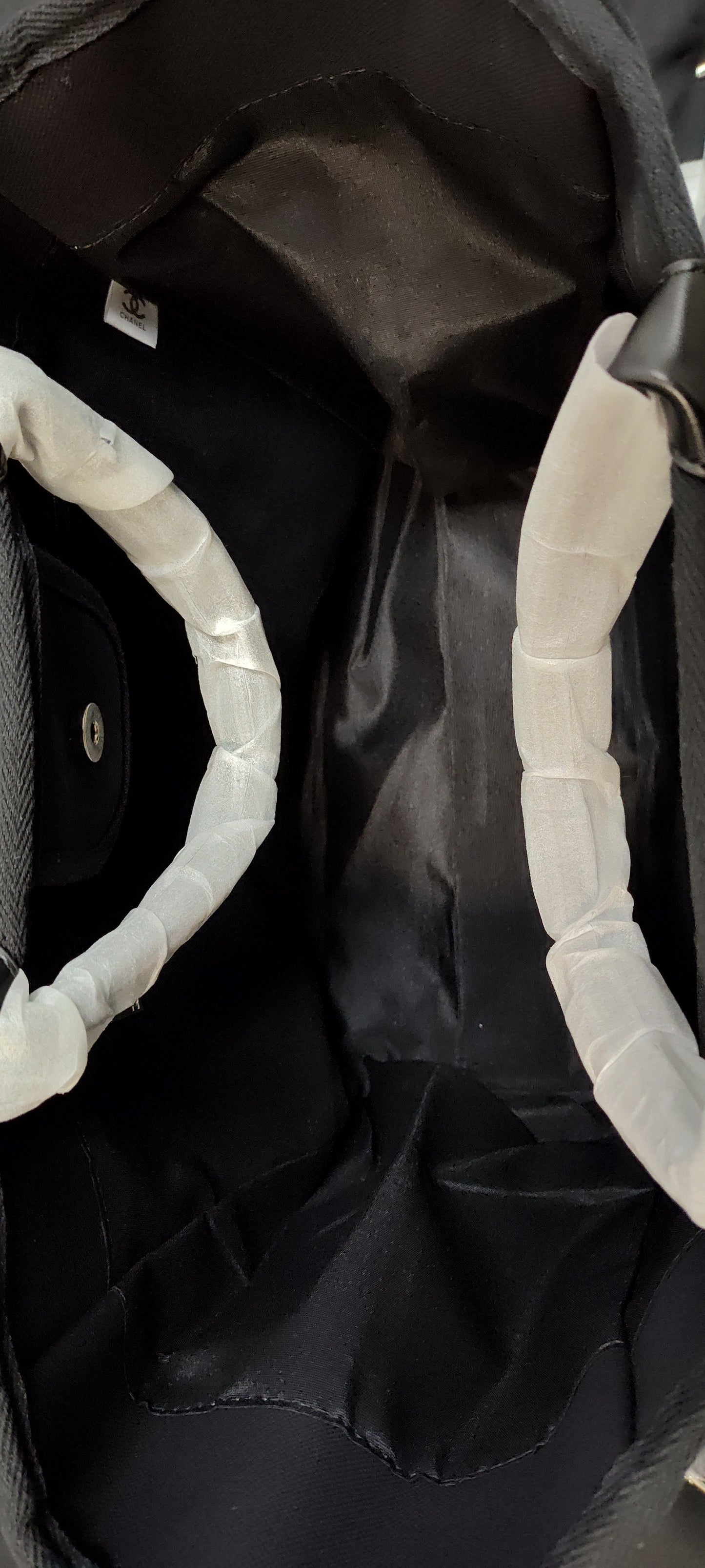 Inspired By: Chanel deauville tote white embroidered letters, canvas bag