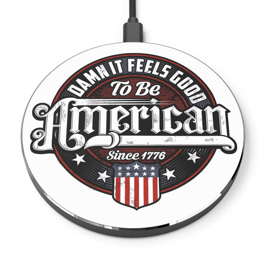 Patriotic Wireless Charger - Die-Cut American Design, Fast Charge for Home Office, Ideal Gift for Holidays, Memorial Day, July 4th