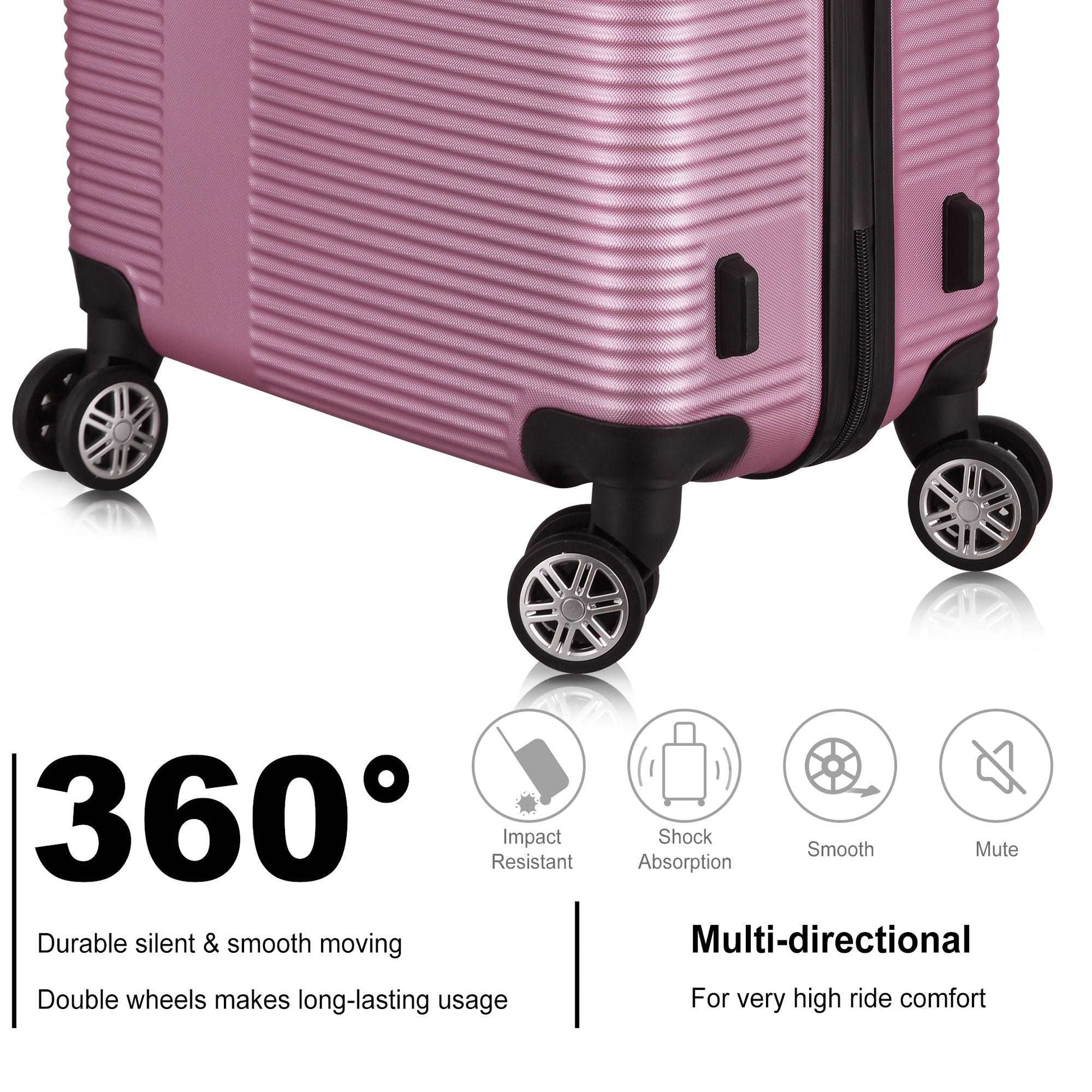 3 Piece Luggage with TSA Lock ABS, Durable Luggage Set, Lightweight Suitcase with Hooks, Spinner Wheels Cross Stripe Luggage Sets 20in/24in/28in