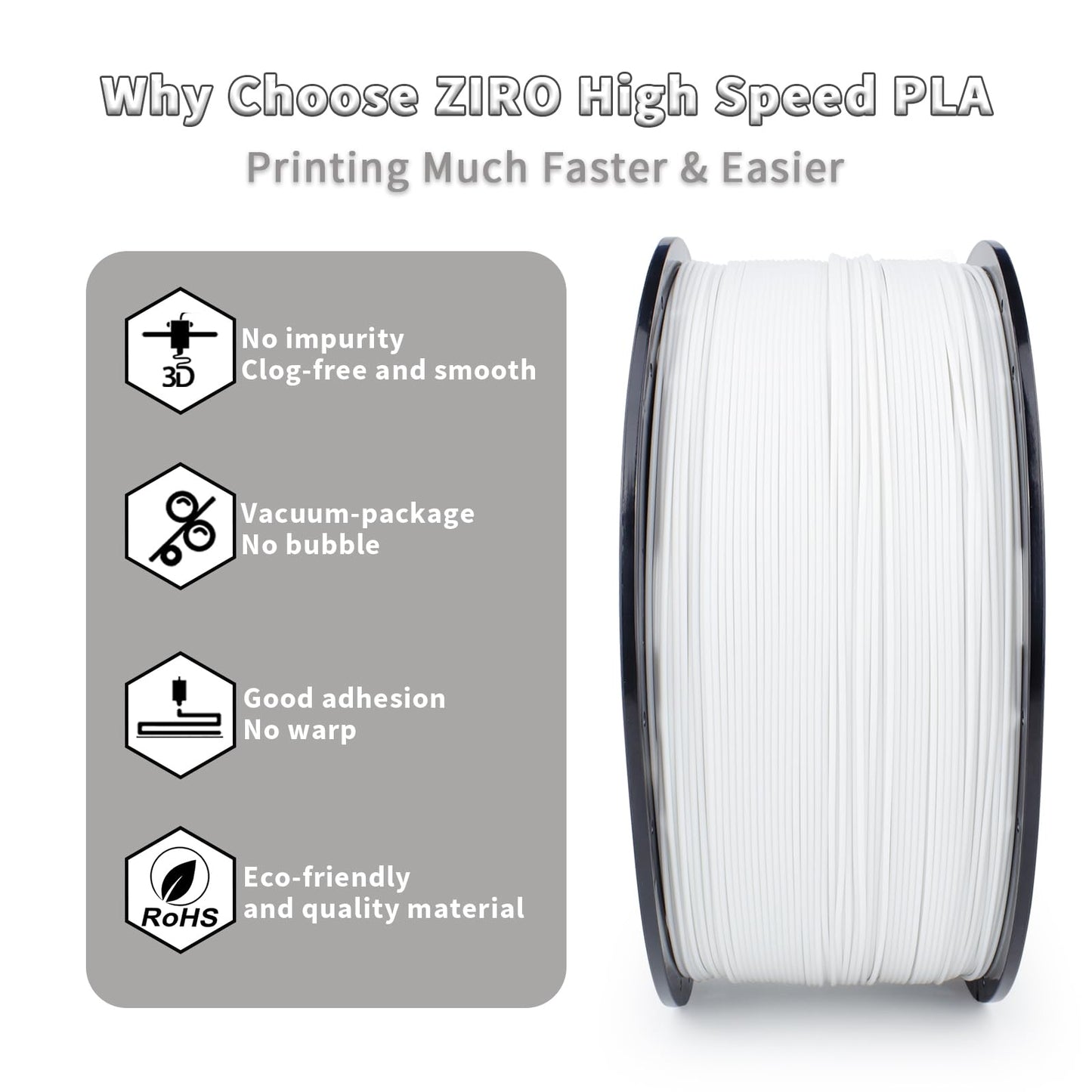 ZIRO High Speed Filament 1.75mm, Up to 600mm/s, HS-PLA Filament 1.75, Fast Printing Speedy PLA Filament, Dimensional Accuracy +/-0.03mm, Fit Most FDM 3D Printers, 3D Printing Rapid Spool, 1KG, Magenta