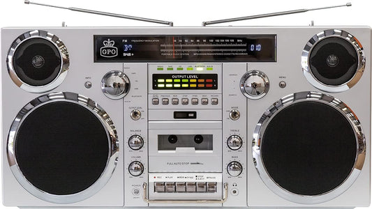 GPO Brooklyn 1980S-Style Portable Boombox - CD Player, Cassette Player, FM Radio, USB, Wireless Bluetooth Speaker