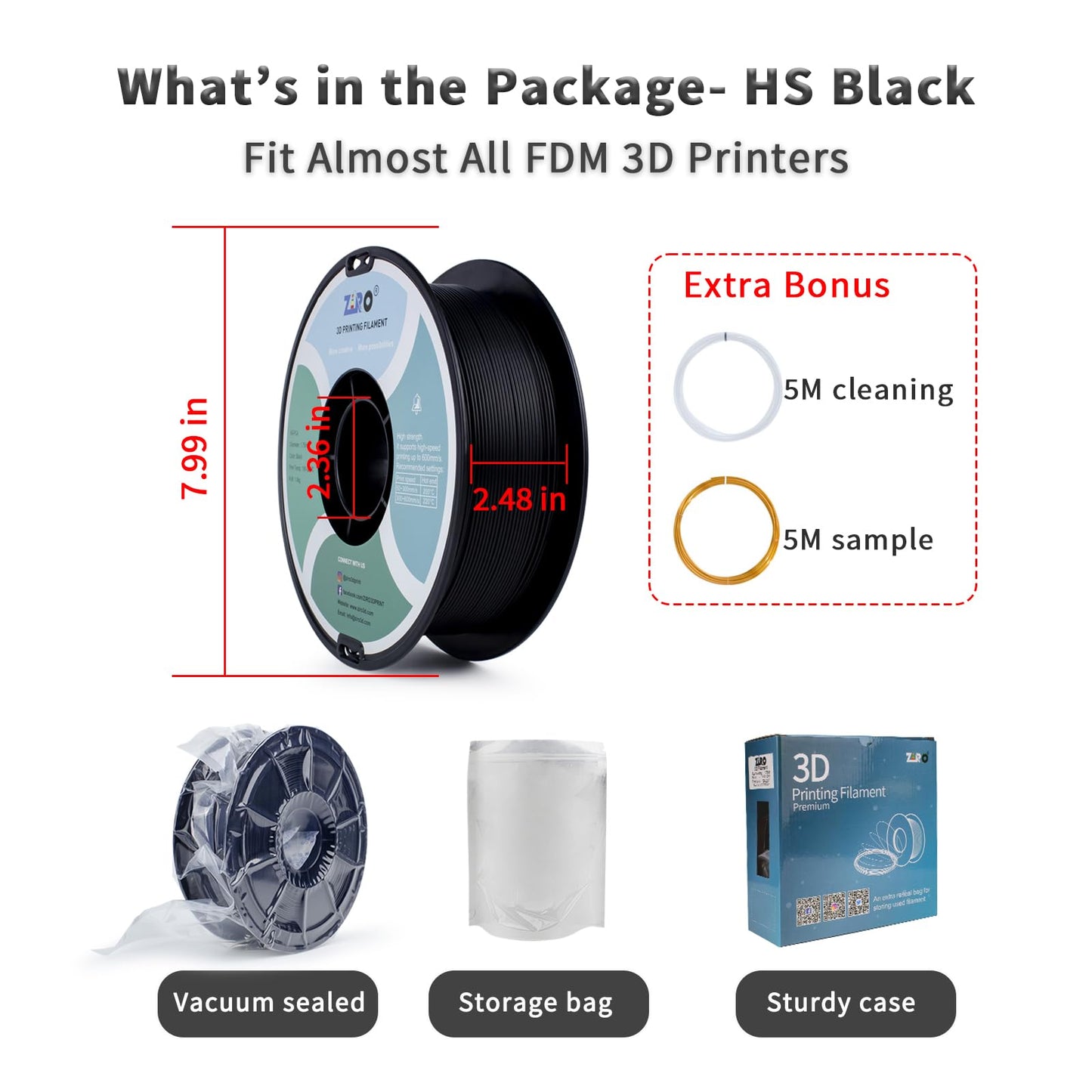 ZIRO High Speed Filament 1.75mm, Up to 600mm/s, HS-PLA Filament 1.75, Fast Printing Speedy PLA Filament, Dimensional Accuracy +/-0.03mm, Fit Most FDM 3D Printers, 3D Printing Rapid Spool, 1KG, Magenta