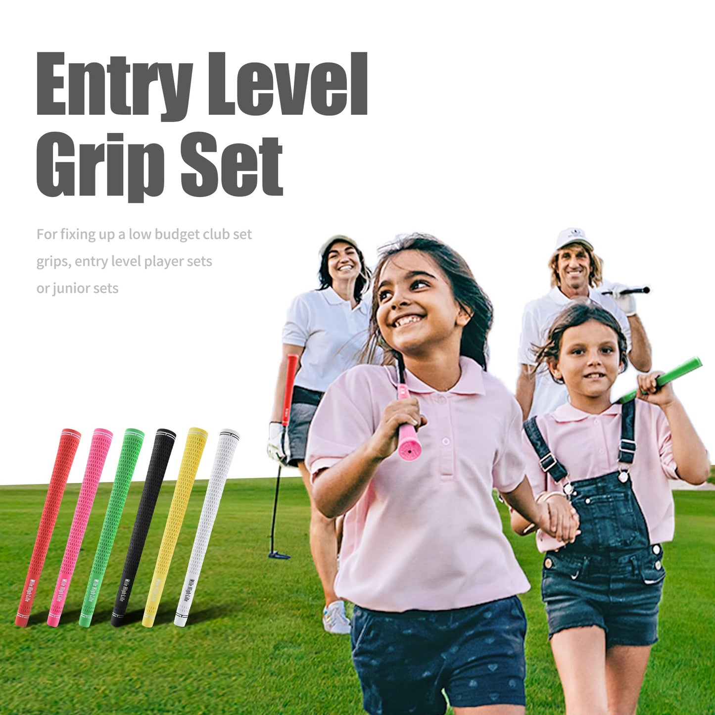 Mile High Life Golf Grips | Standard Golf Club Grips | 3 Pack or 13 Pack Golf Grips Bundle | Entry Level Rubber Golf Grip for Men, Women, Juniors