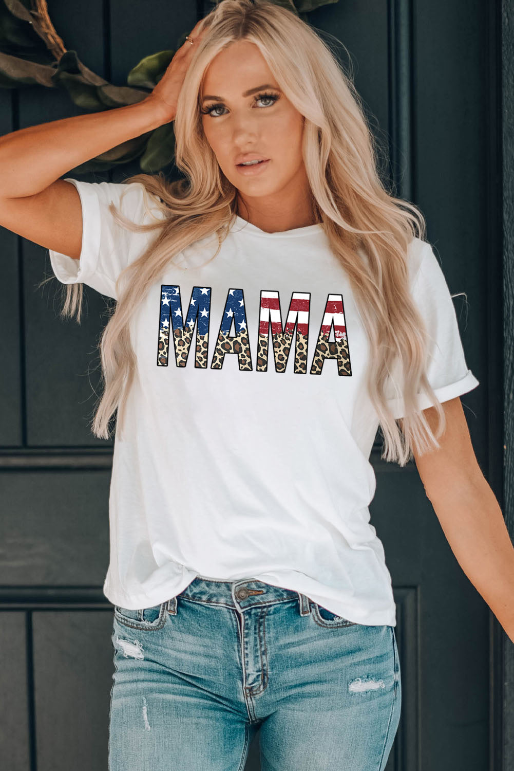 American MAMA Round Neck Short Sleeve T-Shirt