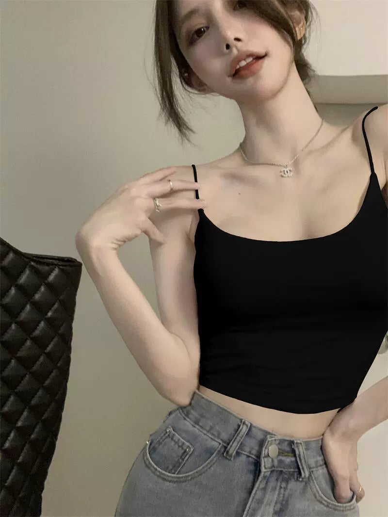 Women's Low Cut Inner Wear Outer Wear Little Suspenders Vest
