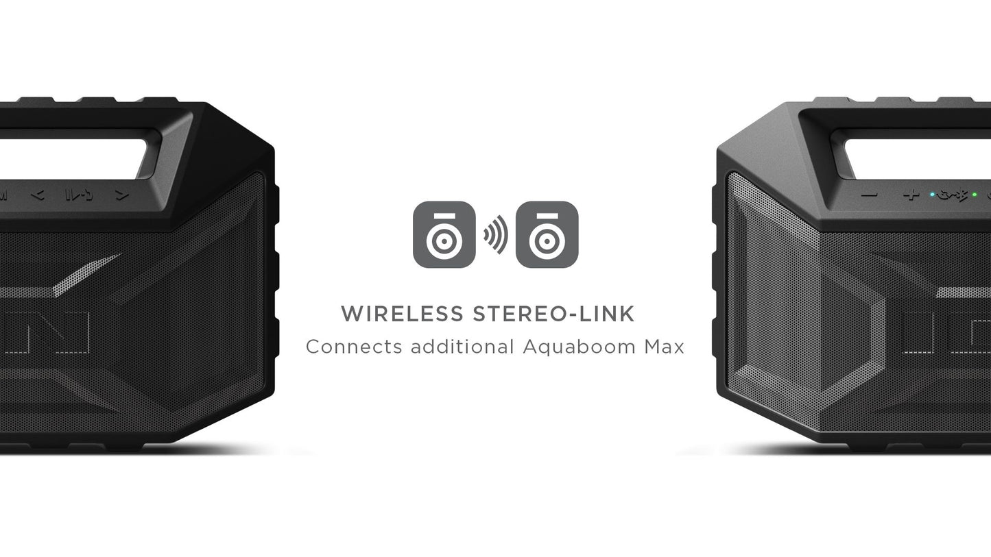 Aqua Boom Max WATERPROOF/MUDPROOF/SANDPROOF STEREO BOOMBOX WITH FM