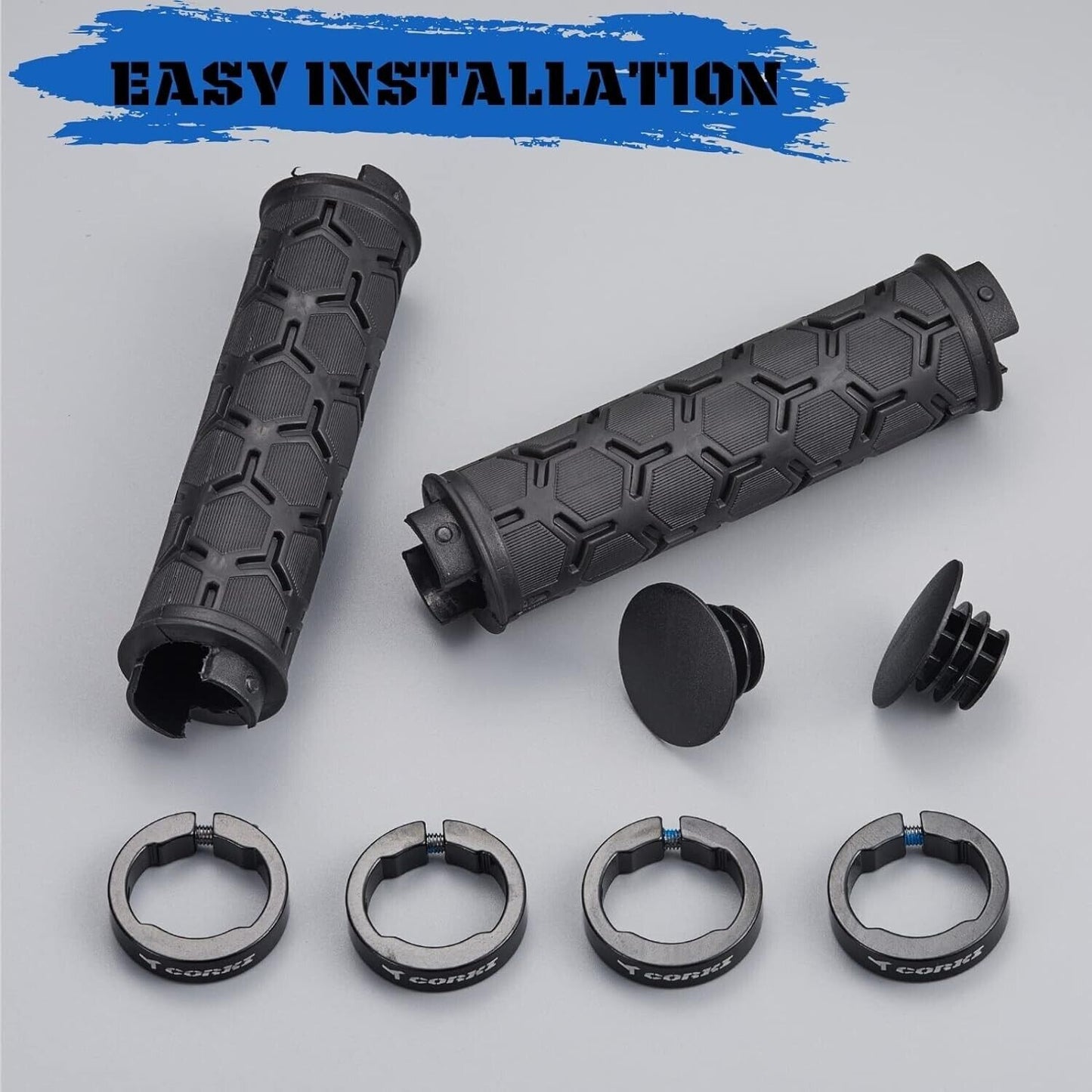 CORKI BI-Cycles Double Lock On Mountain Bike Grips, & FREE CORKI Valve Stem pack