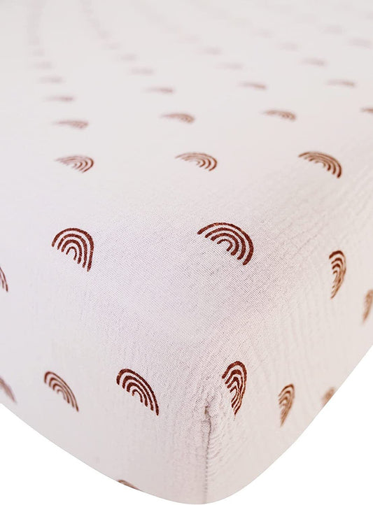 Marlowe & Co Cotton Muslin Crib Sheet, 100% Cotton Muslin Baby Crib Sheets for Standard Size Crib Mattress 28" x 52", Soft and Breathable Neutral Fitted Crib Sheet for Baby Boy and Girl 3 PACK
