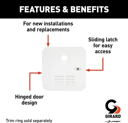 Girard Tankless Water Heater Polar White Door/Flange Assembly - Suburban 6 Gallon