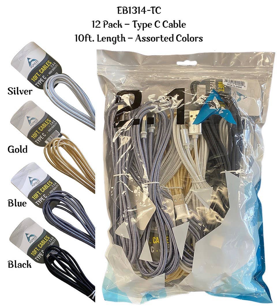 Type C  & Iphone 10 FT Charging Cable