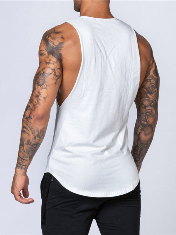 HOT Men's Solid Color Round Neck Casual Breathable Slim Fit Sports Vest