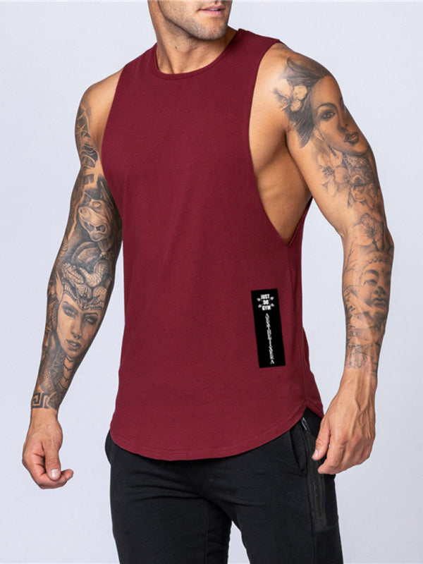 HOT Men's Solid Color Round Neck Casual Breathable Slim Fit Sports Vest