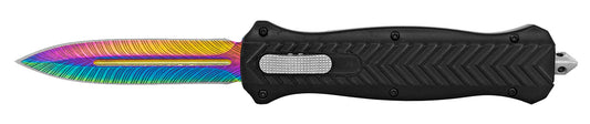 OTF 5.25" Trax Out the Front Pocket Knife - Rainbow Titanium