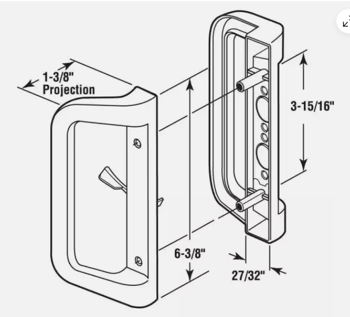 Prime-Line C 1177 Handle Set, Aluminum, Painted, 2 in Thick Door White