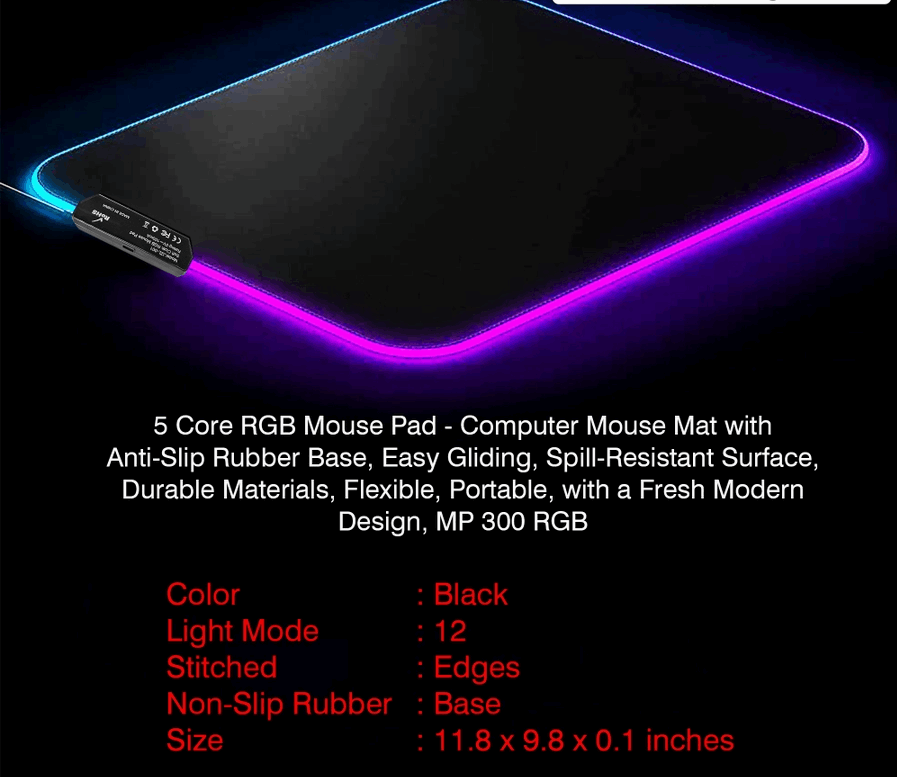 "Glide in Style: Level Up Your Play with Our Colorful RGB Mouse Pad Magic!"