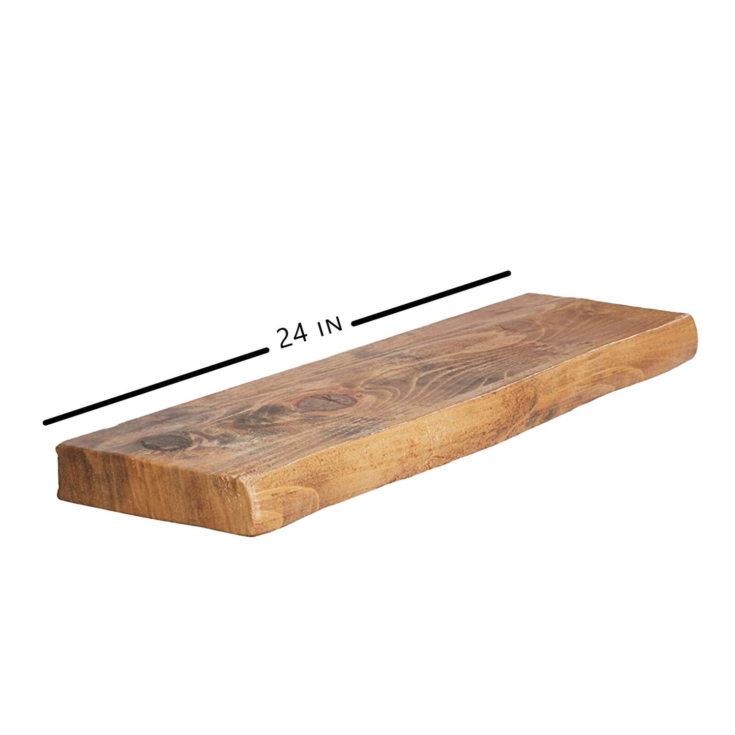 Live Edge 24 Inch Floating Solid Mango Wood Wall Mount Shelf (Open Box)
