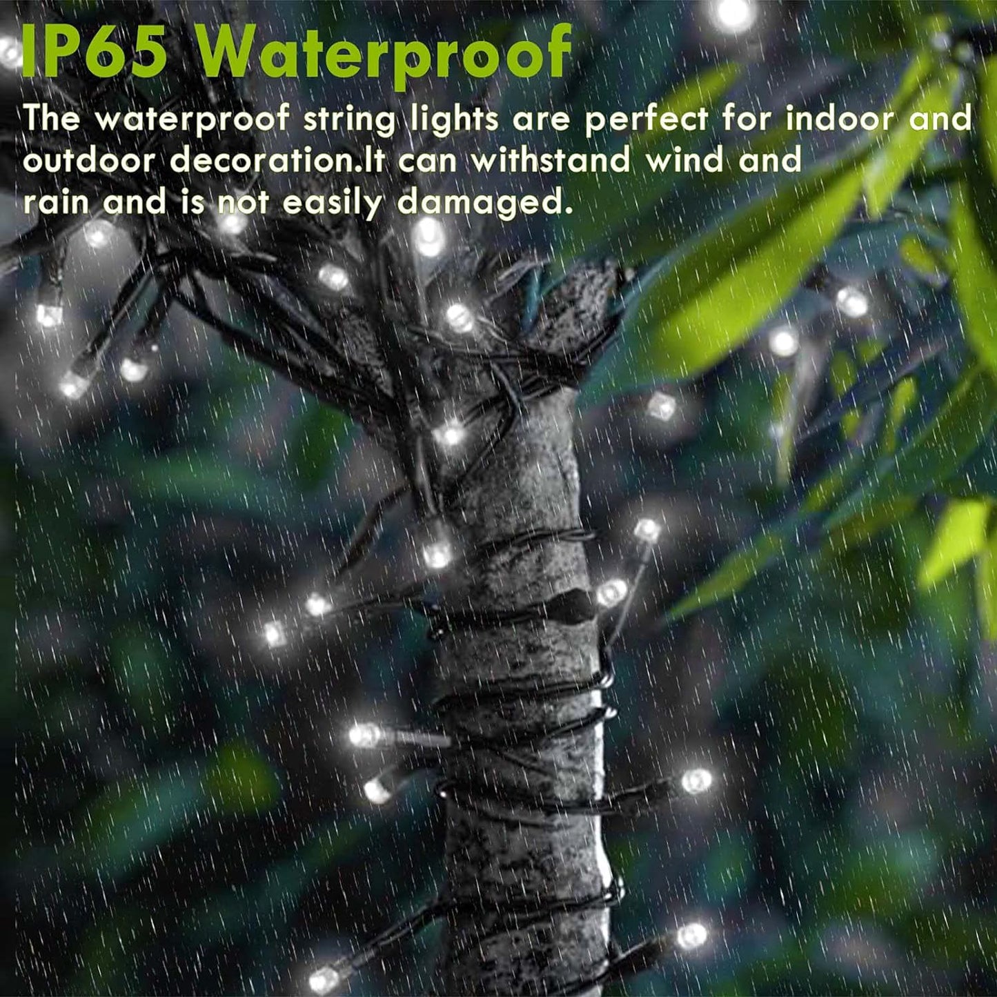 YIQU White 82FT 200 LED Christmas String Lights Outdoor/Indoor (Extendable Green Wire, Ultra-Bright with 8 Modes, UL Certified), Fairy String Lights for Xmas Tree Holiday Party Decoration, Cool White