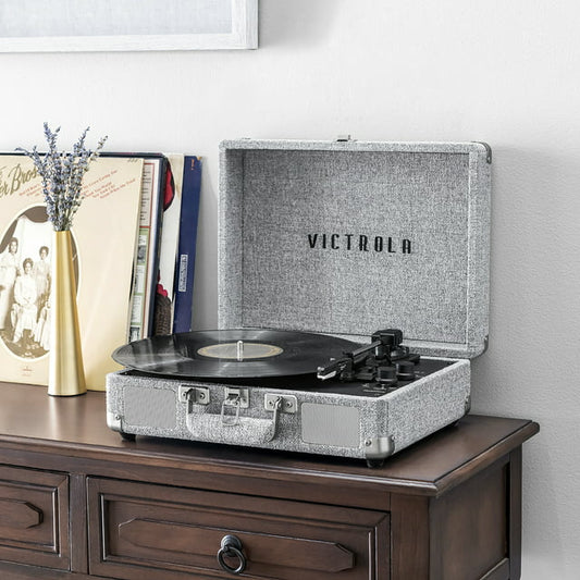 Victrola Journey+ Signature Bluetooth Suitcase Record Player- Grey